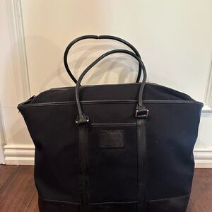 Coach Canvas Black Tote Leather Trim Double Zipper Weekender 5968